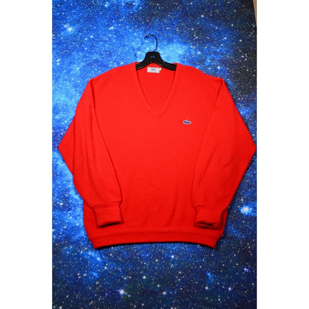 Vintage Izod Lacoste Sweater Mens XL Red Acrylic V-Neck Pullover Made In USA 80s